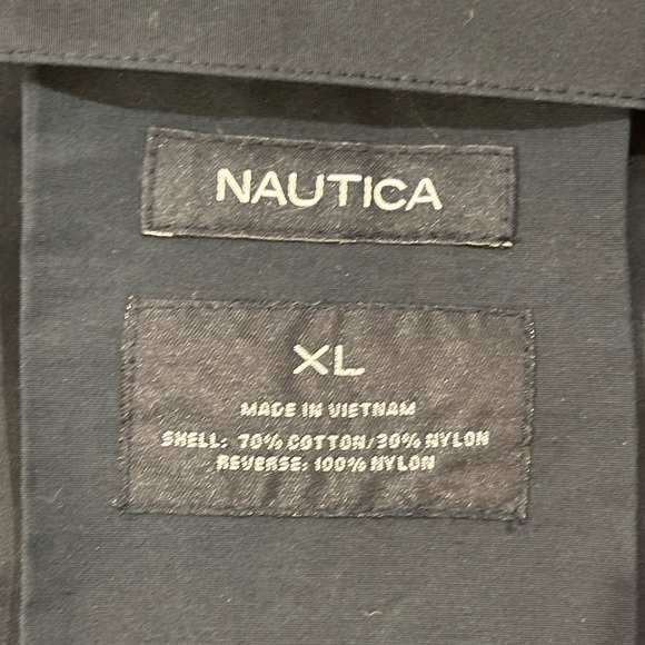 Nautica Men’s Reversible jacket/ windbreaker. Navy blue, white, yellow. Hood. XL - Picture 9 of 13